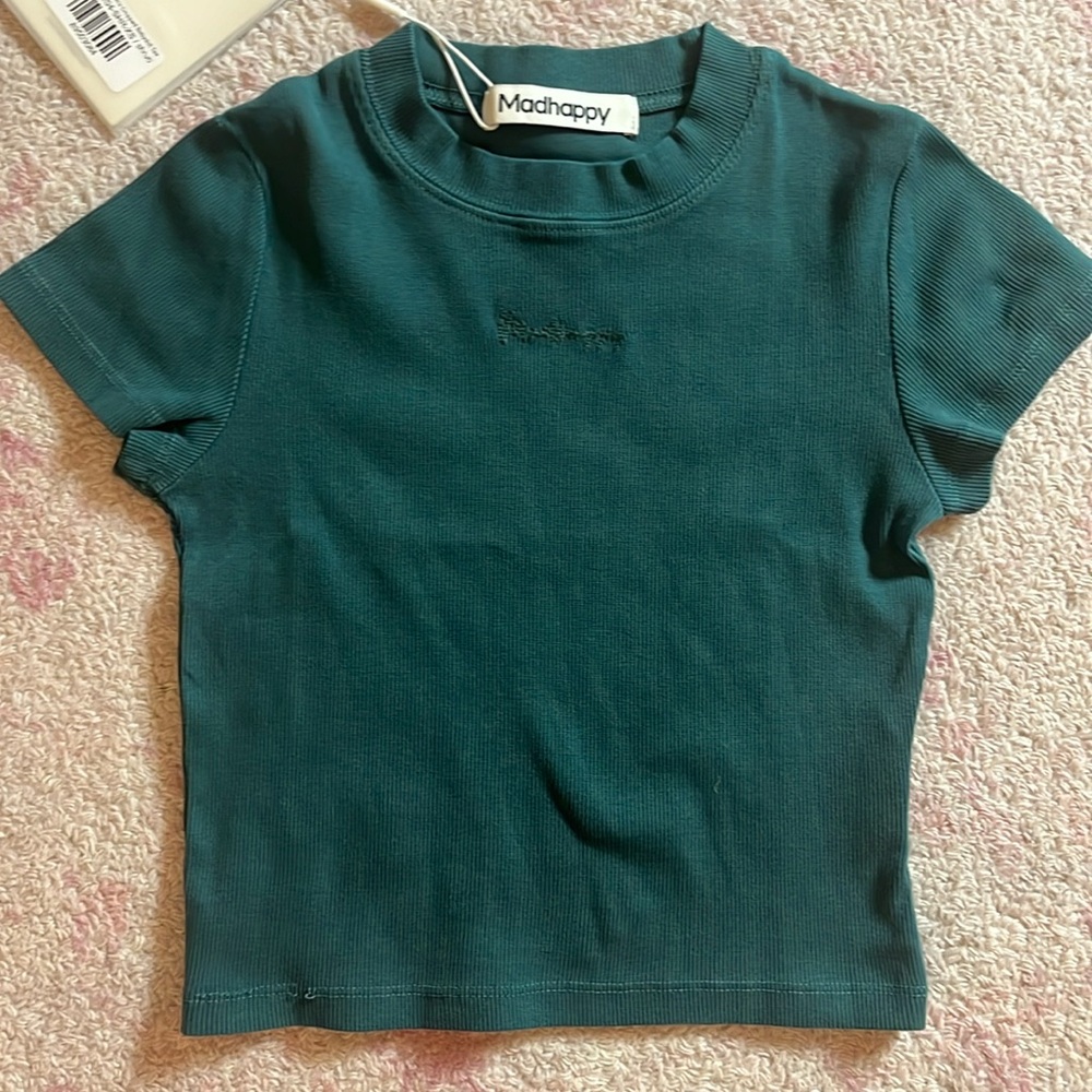 Madhappy dark green ribbed baby tee new with tag
